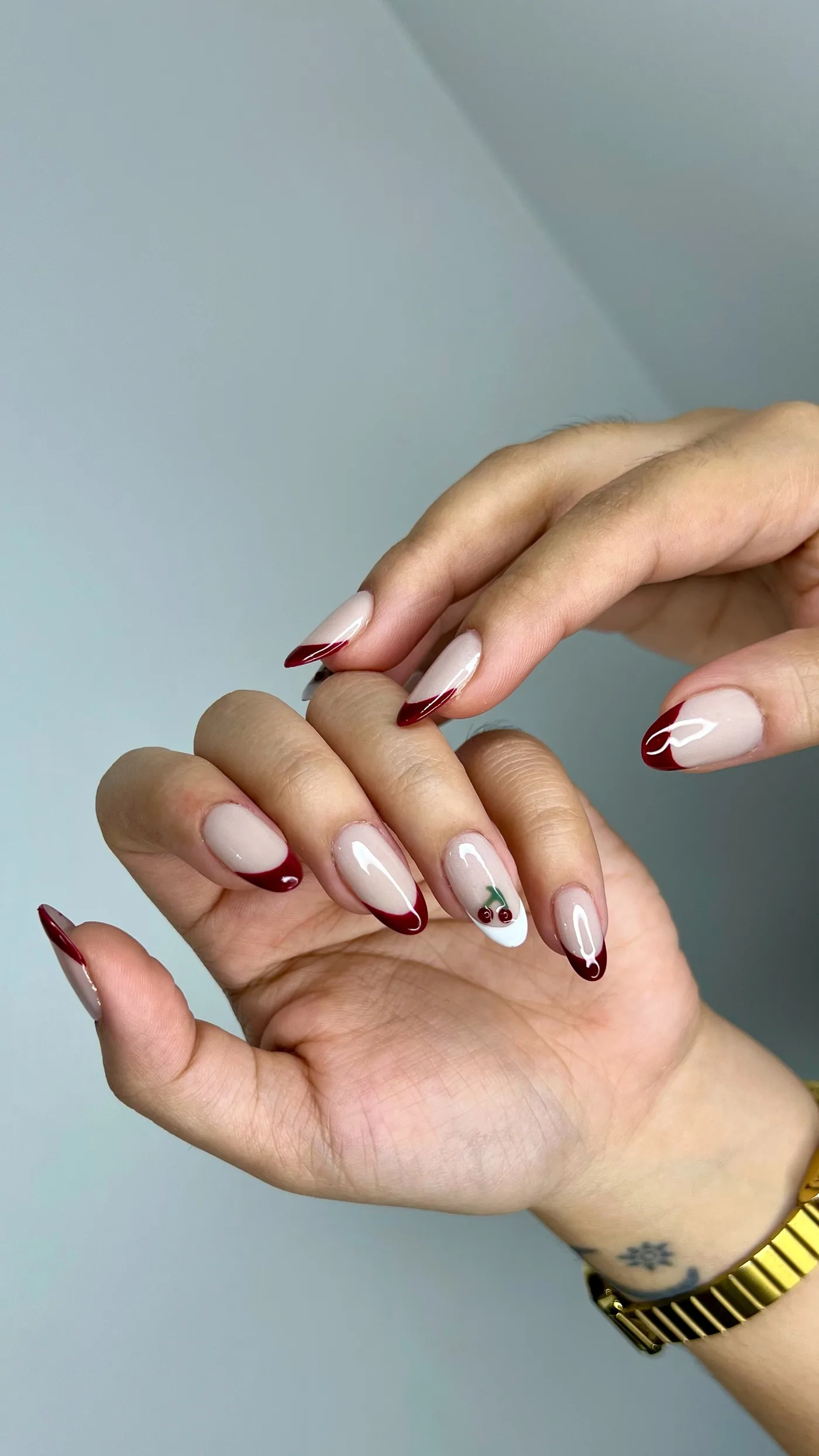 Close-up of a clean Russian manicure cuticle line at Mimosa Beauty Lounge Dubai