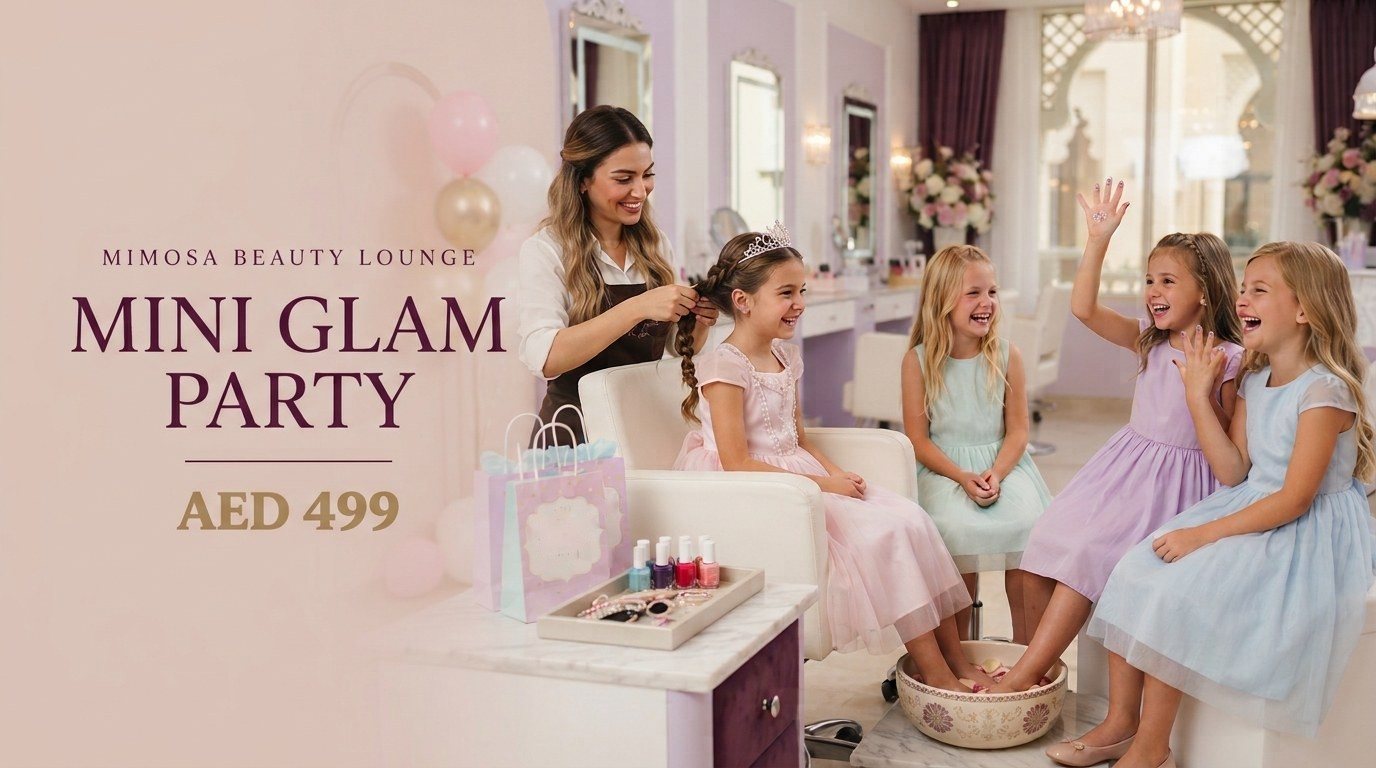 Mini Glam Party, AED 499: girls enjoying a mini manicure birthday party at Mimosa Beauty Lounge, Dubai